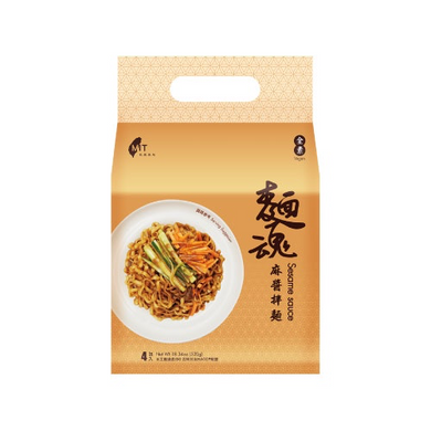 Dajia Noodle Soul Stirred Noodles - Sesame (Vegan) (4Packs) 520g <br> 大甲佳旭麵魂乾拌麵 - 麻醬拌麵 (全素) (4包裝)