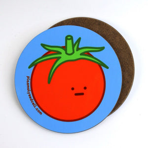 (A Set of 6) Hand Drawn Glossy Coaster - Cartoon Food Art Series