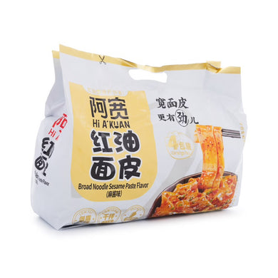 BJ Broad Noodle - Sesame Paste 480g (4Packs) <br> 白家阿寛袋裝紅油麵皮-麻醬 (4連包)