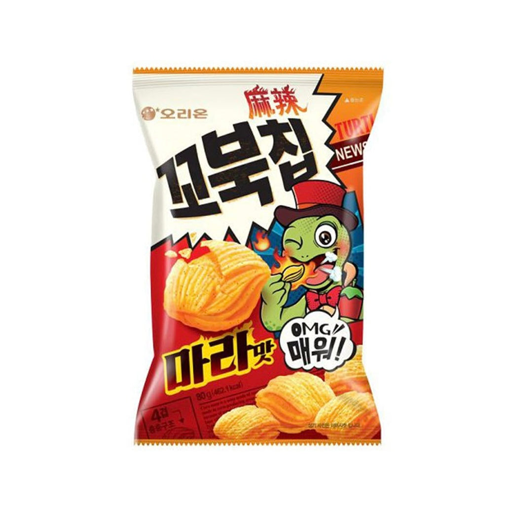 Orion Kkobookchip (Turtle Chip) Mala 80g <br> Orion 四層烏龜脆片-麻辣味