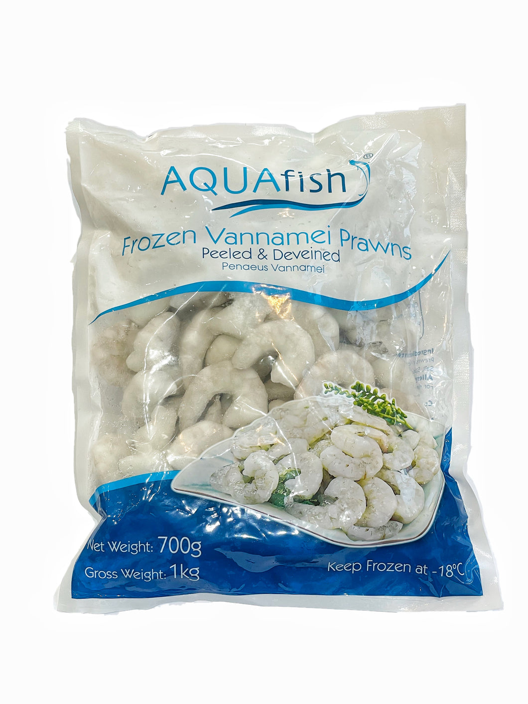 Aquafish IQF Raw P&D Vannamei Prawns (26/30, 700g net) 1kg