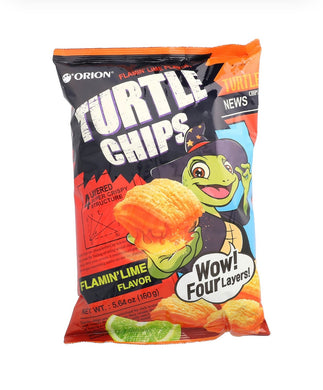 Orion Kkobookchip (Turtle Chip) Flamin’ Lime (L) 160g <br> Orion 四層烏龜脆片-火焰青檸味 (大包)