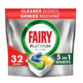 P&G Fairy Platinum All in One Dish Washer 32 Lemon Capsules ***