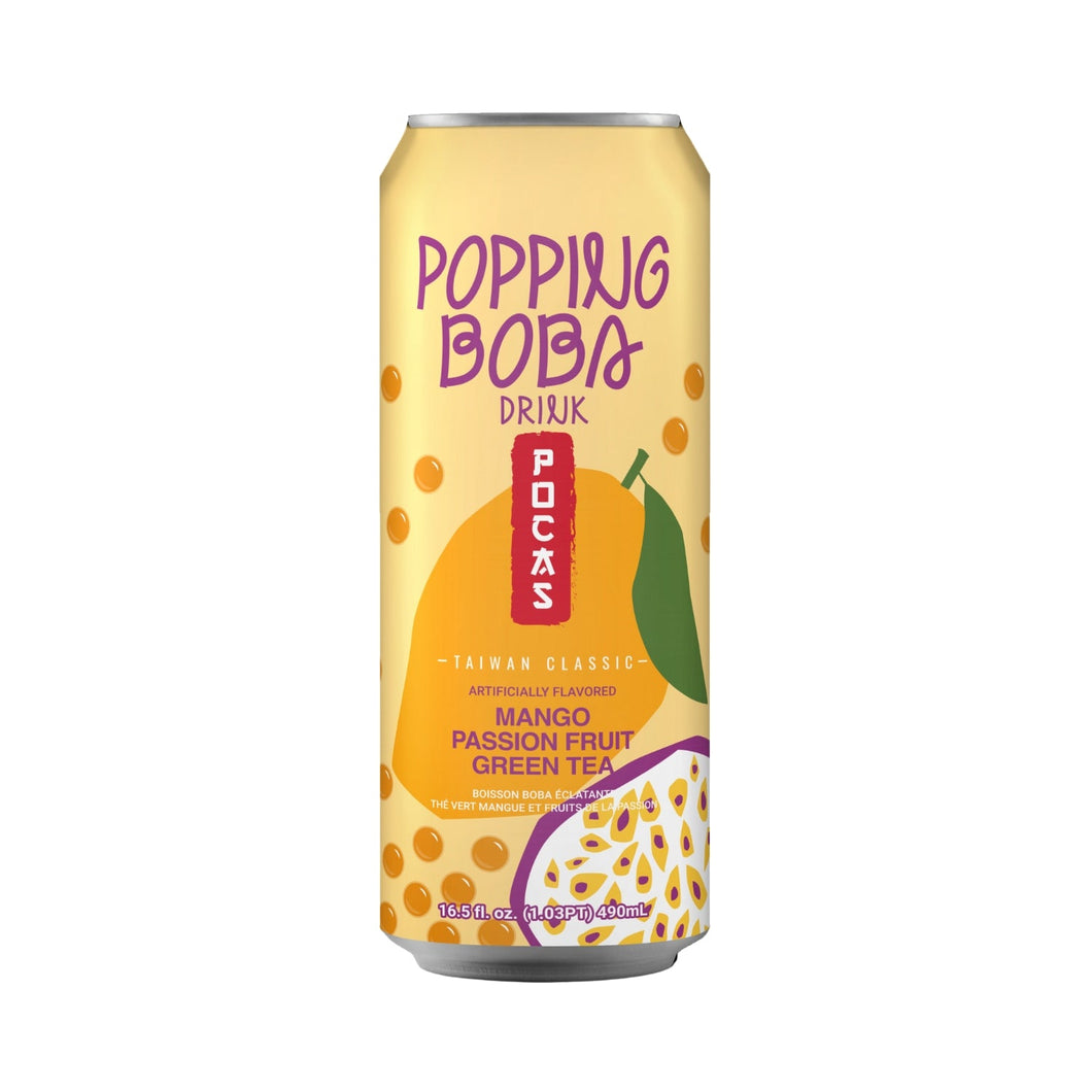 Pocas Popping Boba - Mango Passion Fruit Green Tea Drink 490ml *** <br> Pocas 珍珠特飲 - 芒果百香果綠茶