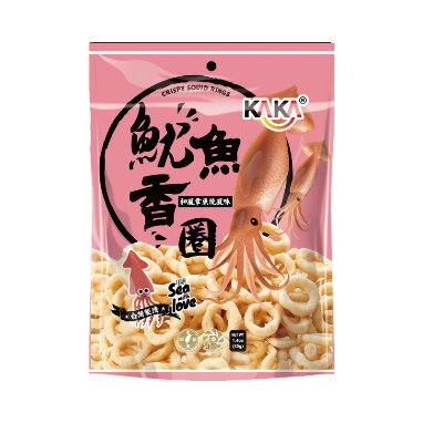 Kaka Crispy Squid Rings - Taiwanese Style Salt & Pepper Flavour 40g <br> Kaka 魷魚香圈 - 台式鹽酥口味
