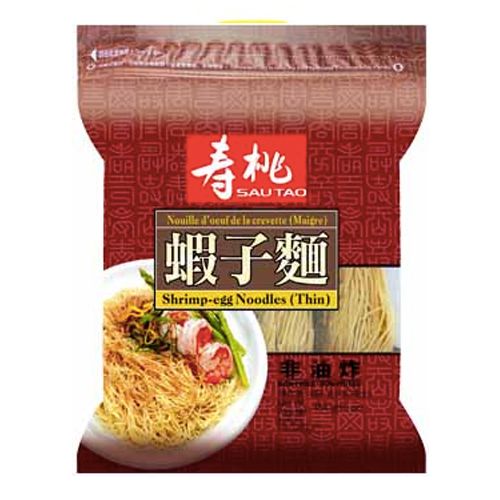Sau Tao Shrimp Egg Noodles (Thin) 454g <br> 壽桃牌袋裝蝦子麵 (幼)