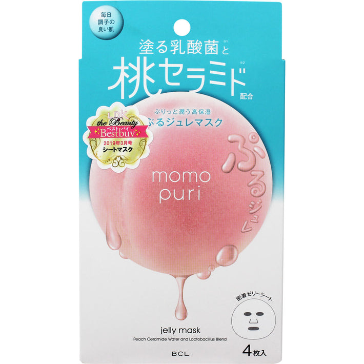 BCL Momo Puri Peach Jelly Mask 4pcs<br>蜜桃神经酰胺乳酸菌清爽型面膜