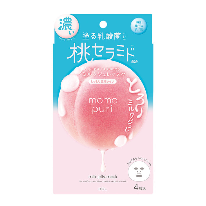 BCL Momo Puri Peach Milk Jelly Mask 4pcs<br>蜜桃神经酰胺乳酸菌滋润型面膜
