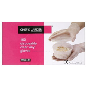 Chef's Larder Disposable Clear Vinyl Gloves (100 Large) ***