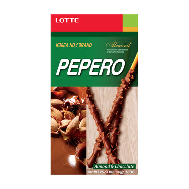Lotte Almond Pepero Chocolate Sticks 32g *** <br> 樂天果仁巧克力棒