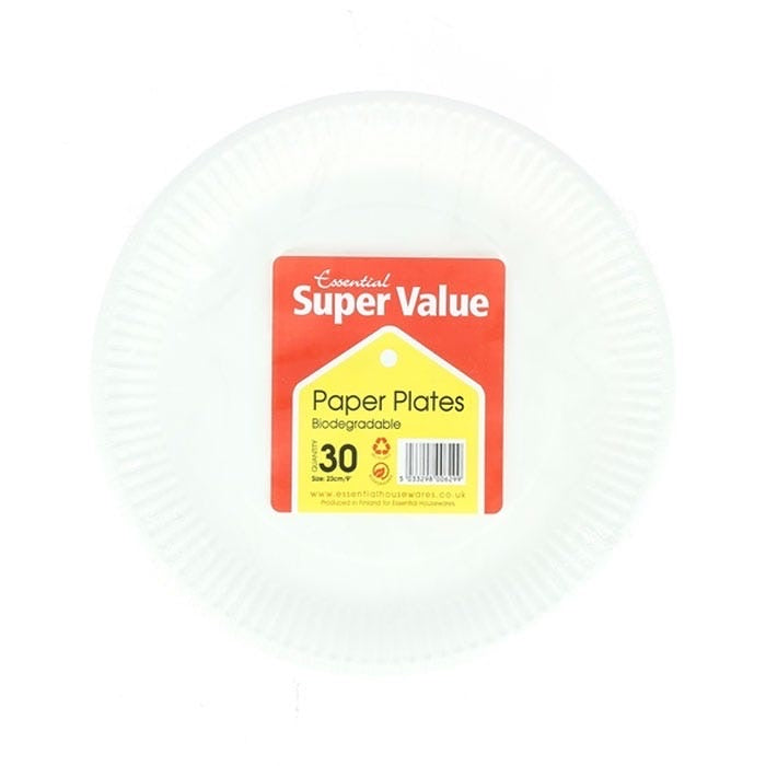 Super Value 23cm Paper Plates White 30's ***