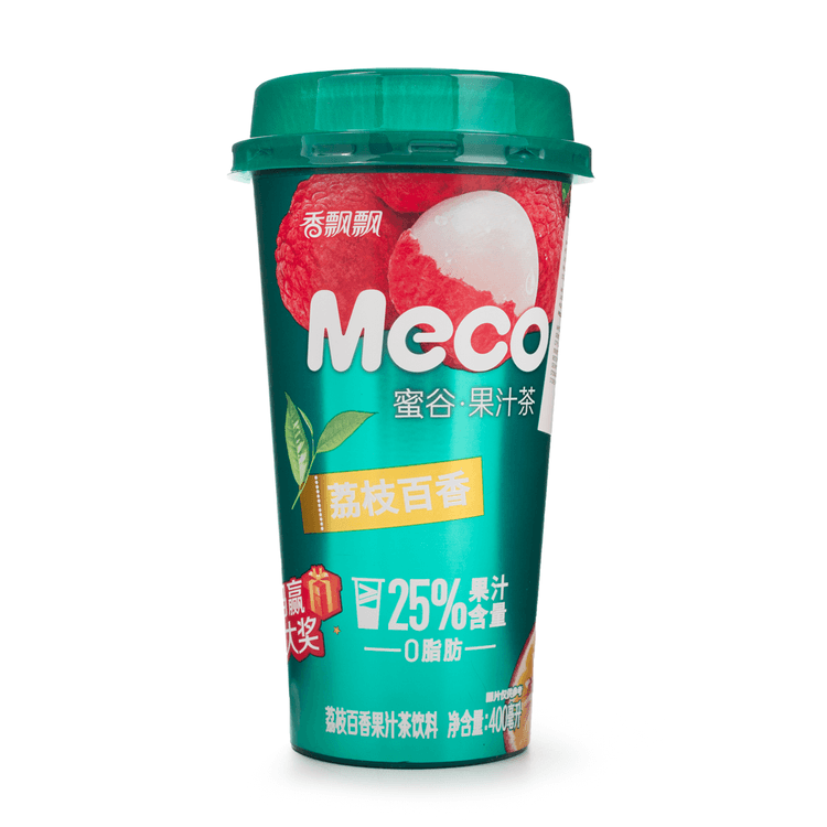 Xiang Piao Piao Meco Fruit Tea (Lychee & Passion Fruit) 400ml *** <br> 香飄飄蜜谷果汁茶荔枝百香果