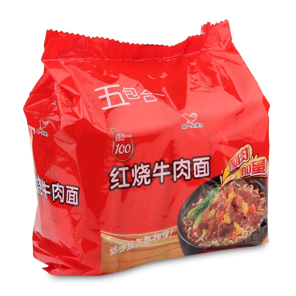 Unif Instant Noodles-Artificial Roasted Beef Flavor 540g (5 Pack) <br> 統一紅燒牛肉麵 (5連包)