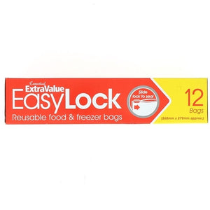 Super Value Easy Lock Food & Freezer Bags 12's (10.6" x 11") ***