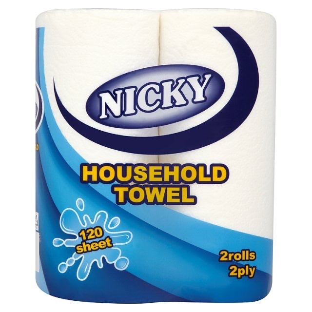 Nicky White Kitchen Roll 120sheets 2ply 2pk ***