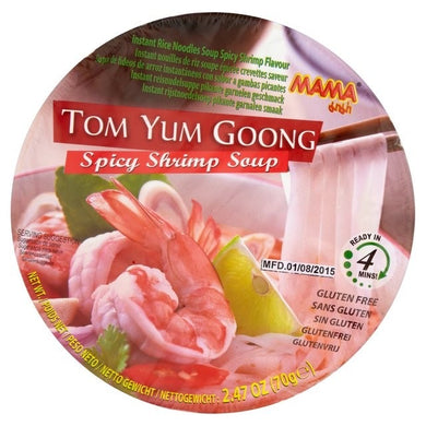 Mama Tom Yum Goong Instant Rice Noodles Spicy Shrimp Soup Cup Noodle 70g<br> 媽媽冬陰功辣蝦湯河粉杯麵