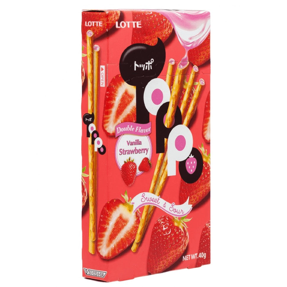 Lotte Toppo Strawberry Pretzel Sticks 40g <br> 樂天草莓餅乾棒