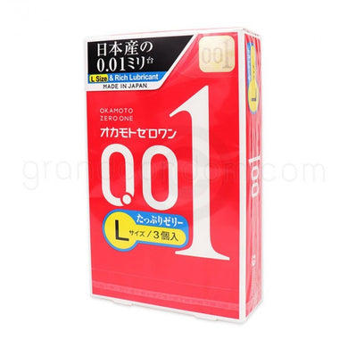 Okamoto Zero One 0.01 Condoms Rich Lubricant 3pcs (L Size) <br>岡本001滋润版 (L Size)