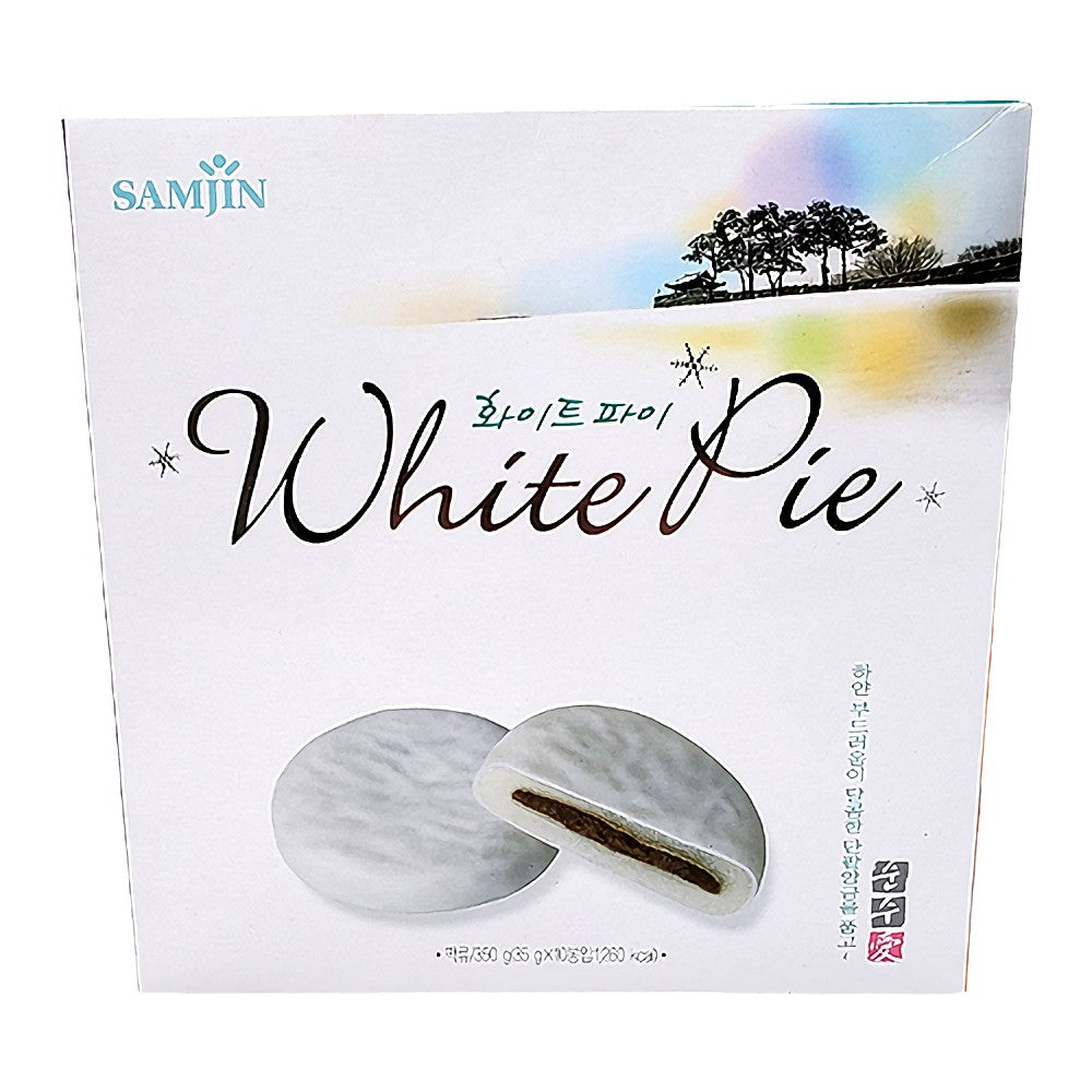 Samjin White Mochi Pie (Red Bean Filling) 10pcs 350g <br> Samjin 紅豆年糕派