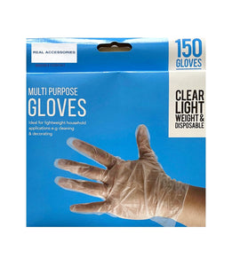 Disposable Multi Purpose Plastic Polythene Gloves (One Size) 150Gloves