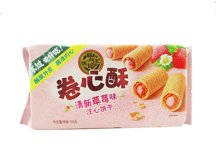 HSU Rolled Cookie - Strawberry 105g <br> 徐福記 草莓卷心酥