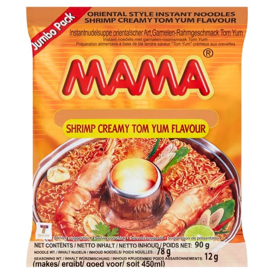 Mama Oriental Style Instant Noodles Shrimp Creamy Tom Yum Flavour (Jumbo Pack) 90g <br> 媽媽 冬陰功蝦味即食麵 (特大裝)
