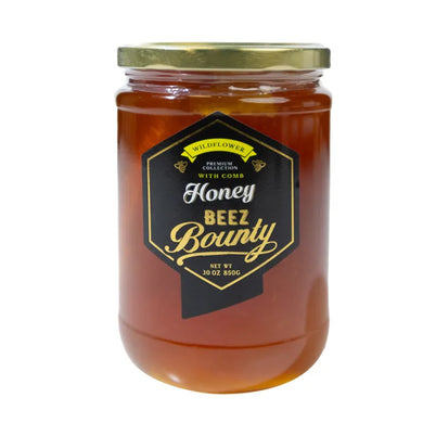 Beez Bounty Wildflower Honeycomb Honey Glass Jar 850g