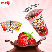 Load image into Gallery viewer, Meiji Yanyan Dip Biscuits Snack-Chocolate and Strawberry 50g &lt;br&gt; 明治欣欣杯-巧克力和草莓