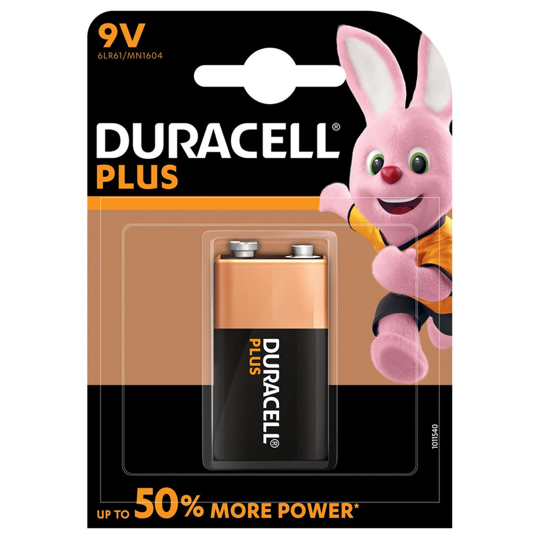 Duracell Plus Power 9V Alkaline Batteries 1pk ***