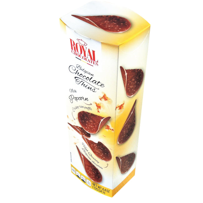 Royal Choc Thins - Royal Belgian Popcorn Milk Chocolate Thins 125g ***