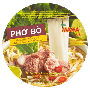 Mama Pho Bo Instant Rice Noodles with Artificial Beef Flavour Bowl Noodle 65g <br> 媽媽越南牛肉河粉碗麵