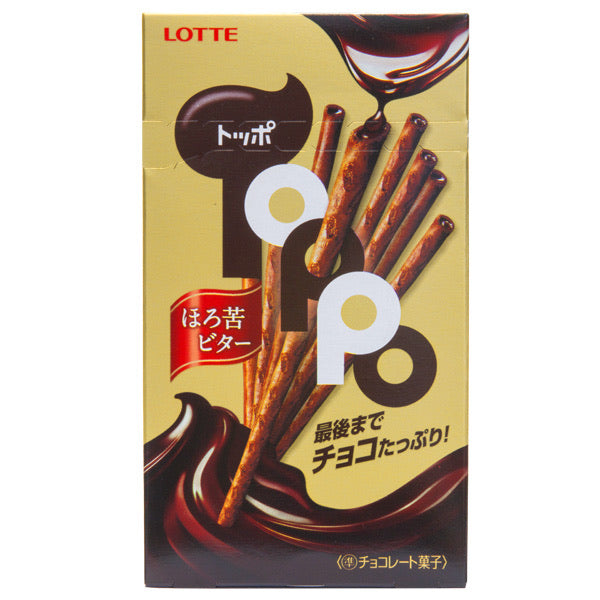 Lotte Bitter Toppo Dark Chocolate Filled Pretzel Sticks 72g <br> 樂天Toppo 黑巧克力夾心餅乾棒