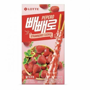 Lotte Strawberry Cookie Pepero Chocolate Sticks 37g *** <br> 樂天草莓曲奇棒