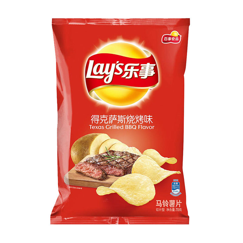 Lays Crisps - BBQ Flavour 70g <br> 樂事薯片 德克薩斯燒烤味