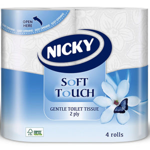 Nicky Soft Touch Gentle Toilet Tissue 2ply (4 Rolls) ***