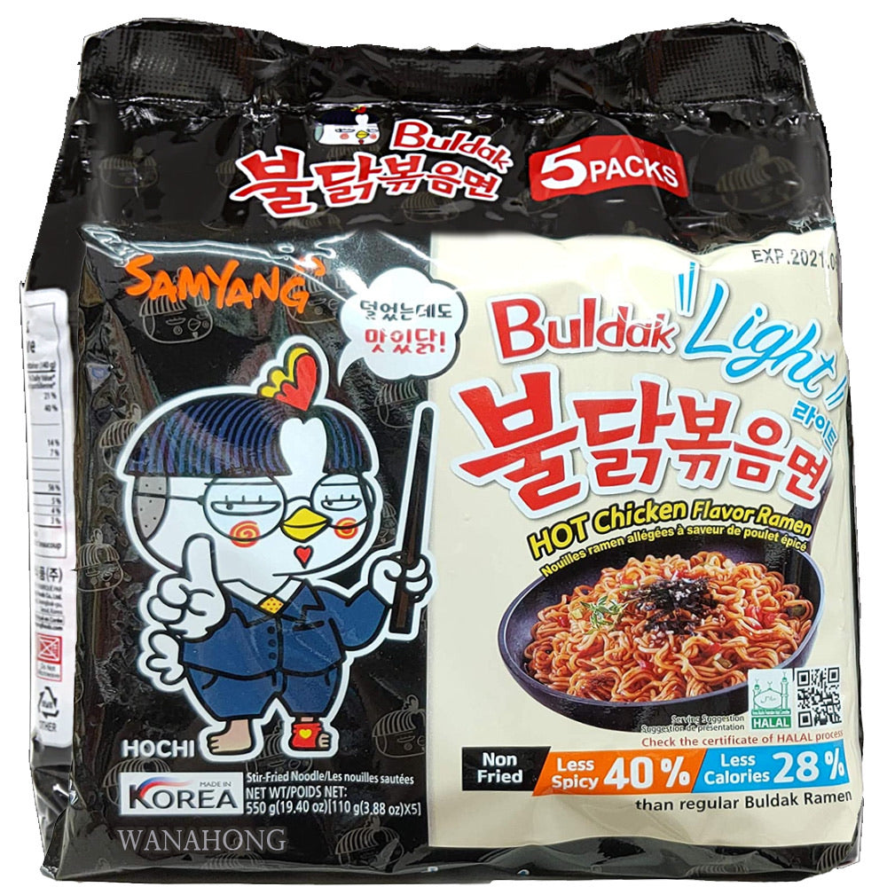 Samyang Light Hot Chicken (Buldak) Flavour Ramen 550g (5 Pack) <br> 三養 輕量辣雞拉麵 5連包