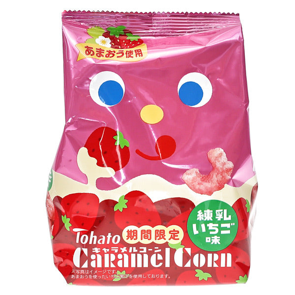 Tohato Caramel Corn Condensed Milk and Strawberry Snacks 77g <br> 桃哈多焦糖粟米條 煉奶草莓味