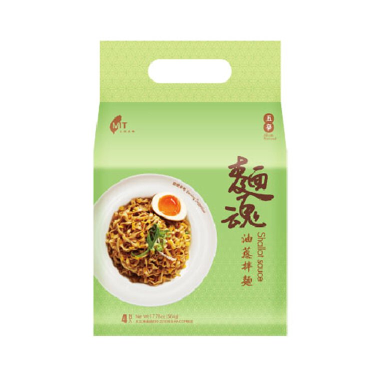Dajia Noodle Soul Stirred Noodles - Shallot Sauce (4Packs) 504g <br> 大甲佳旭麵魂乾拌麵 - 油蔥拌麵 (五辛素) (4包裝)