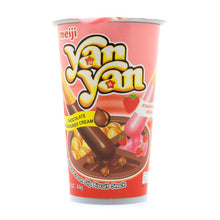 Load image into Gallery viewer, Meiji Yanyan Dip Biscuits Snack-Chocolate and Strawberry 50g &lt;br&gt; 明治欣欣杯-巧克力和草莓