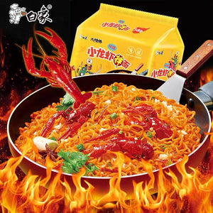 Bai Xiang Stir-fried Noodles (Crayfish) 112g <br> 白象方面拌麵袋裝-小龍蝦